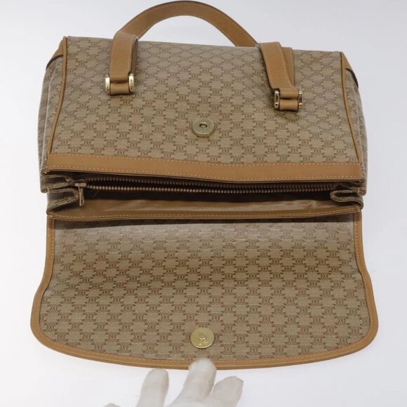 CELINE Macadam Canvas Hand Bag Beige Gold Auth 122202 - Picture 11 of 15